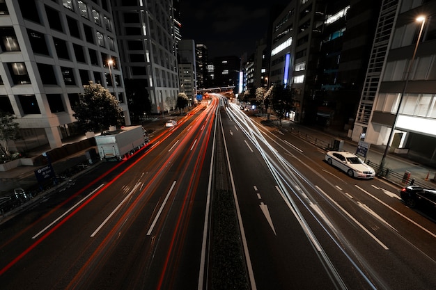 Nightlife city sparkles of light on the streets