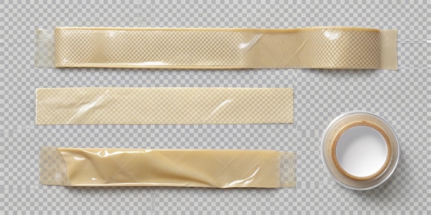 Photo old adhesive tape set isolated on transparent background