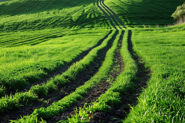 Photo open gate in a green farm field