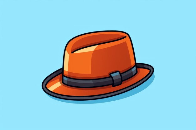 An orange hat with a black band on it.