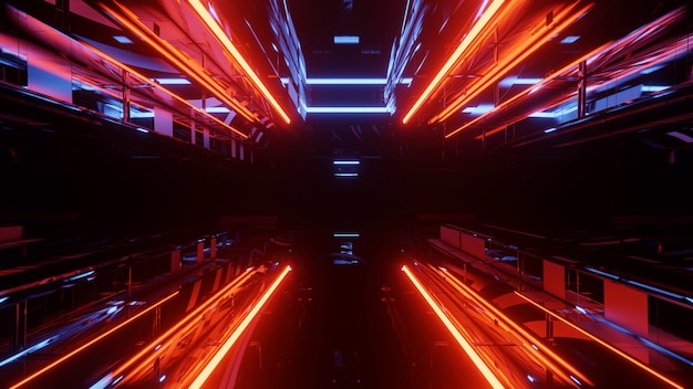 Orange lights in a futuristic tunnel