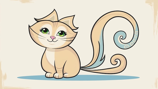 Photo orange and white fluffy cat mascot vector illustration