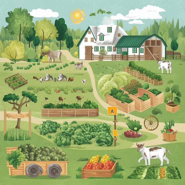 Photo organic farming illustrate