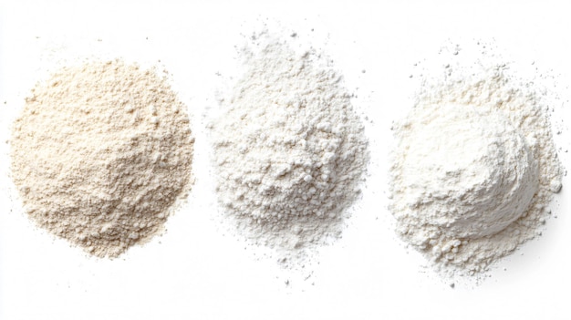 Photo organic flour set on white background for baking inspiration