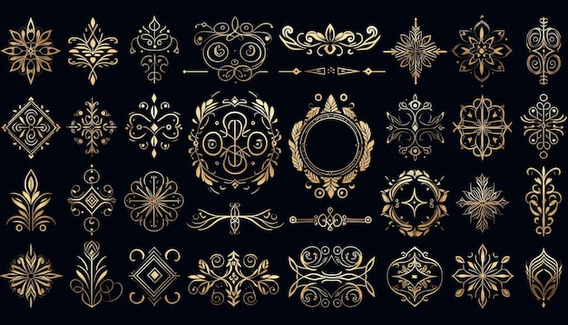 Photo ornaments collection vector design concept for earrings on black background