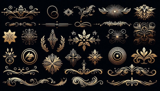 Photo ornaments collection vector design concept for earrings on black background