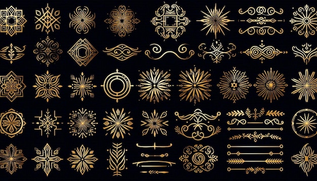 Photo ornaments collection vector design concept for earrings on black background