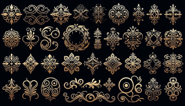 Photo ornaments collection vector design concept for earrings on black background