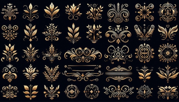 Photo ornaments collection vector design concept for earrings on black background