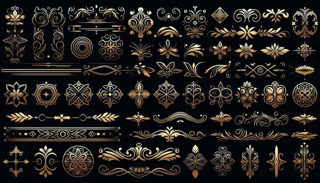 Photo ornaments collection vector design concept for earrings on black background