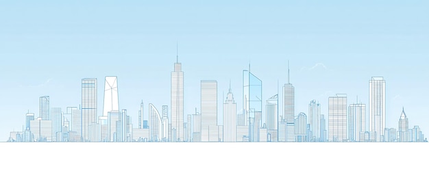 Photo outline of a city skyline with blue skyscrapers