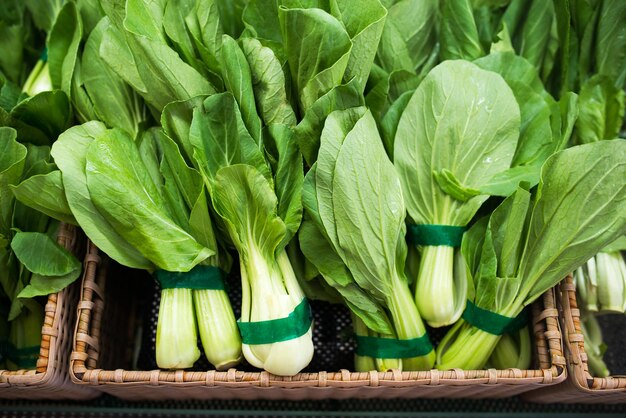 Photo pack choi asia salad on the vegetable counter