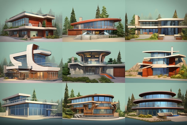 Photo pack of modern houses