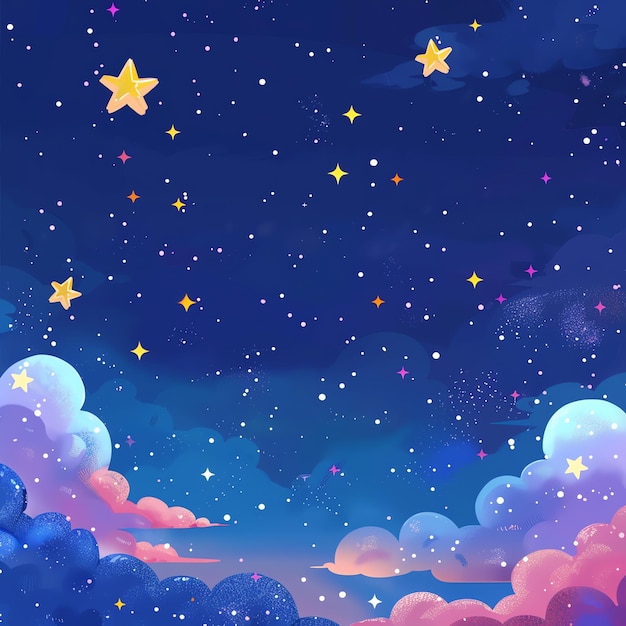 Photo a painting of a night sky with stars and clouds