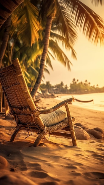 Palm trees on a beach with a blue sky and palm trees