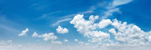 Panorama blue sky with white cloud background