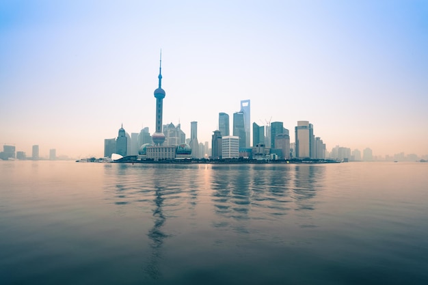 Panorama of shanghai at quiet dawn