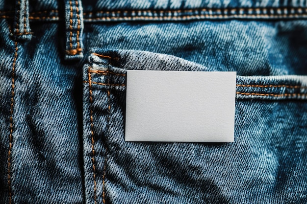 Foto carta di carta in tasca di jeans su vestiti di jeans