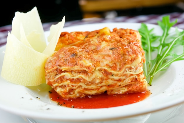 Pasta dish on a restaurant table