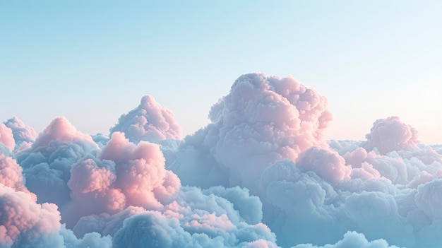 Pastel Dreams Soft Cloudscape in a Pink Palette Dissolving into a Bright Sky Blue Horizon