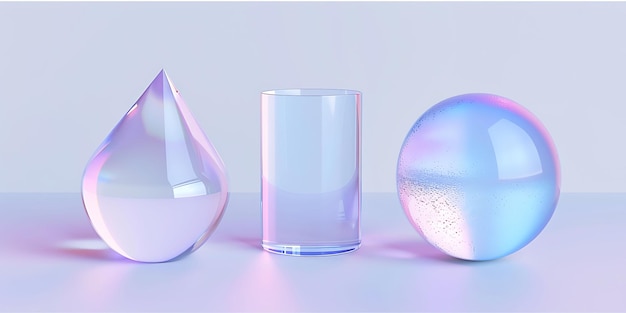 Photo pastelcolored glass shapes a study in minimalist beauty