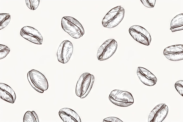 Photo a pattern of coffee beans with a white background