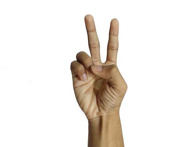 Peace finger hand with isolated background