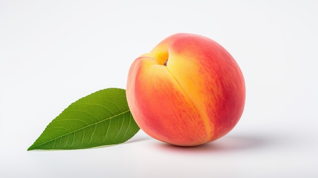 A peach with a yellow and orange color on it