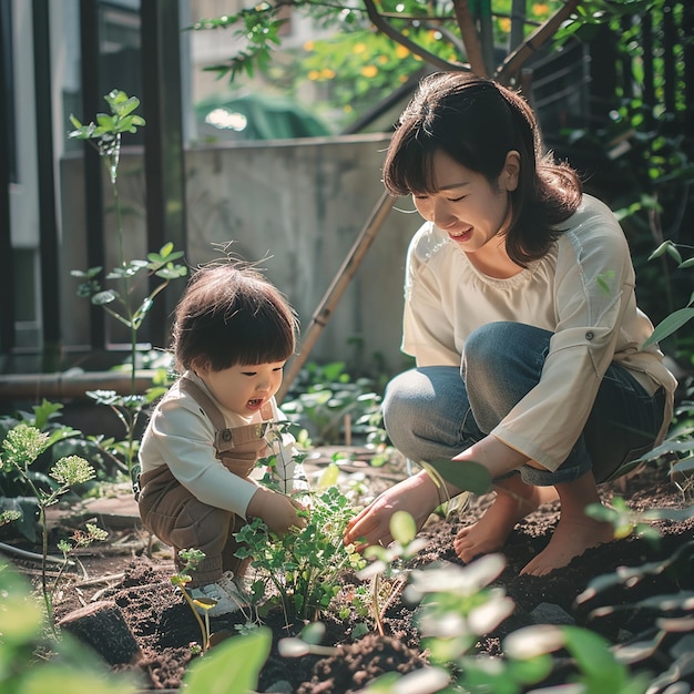 Photo people hands planting small tree in sunset concept save earth