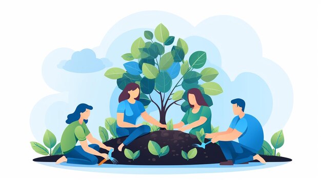 Photo a people planting vector illustration
