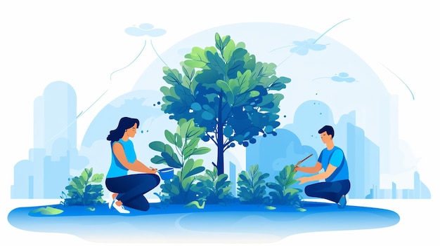 Photo a people planting vector illustration