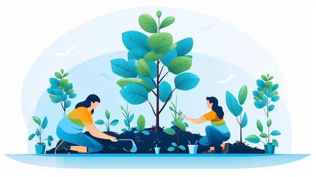 Photo a people planting vector illustration