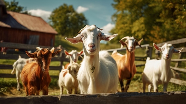 photo 8 goats at the pick up farm on a sunny day