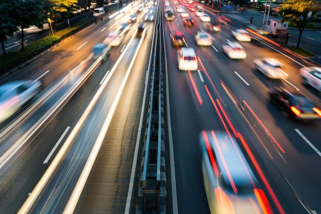 Photo photo of a busy street with a lot of traffic and a blurry background