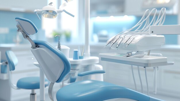 Foto foto di un ufficio dentistico con attrezzature dentali sullo sfondo dentale