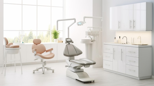 Foto foto di un ufficio dentistico con attrezzature dentali sullo sfondo dentale