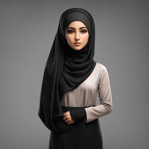 Photo of a plain hijab model with a black background 3