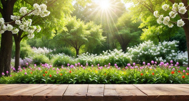 Photo a picture of a garden with flowers and trees in the background