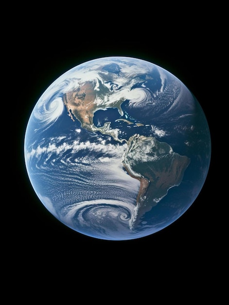 a picture of a world with a picture of a planet with a water swirl around it
