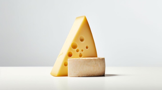 Photo a piece of cheese sitting on top of a table