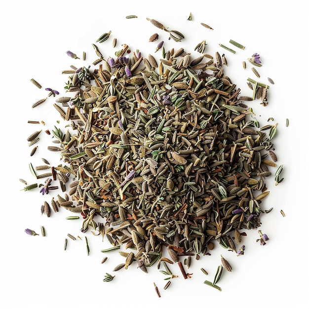 Photo a pile of herbs and spices with a white background