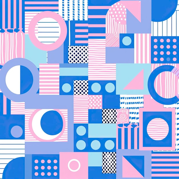 Photo pink and blue geometric pattern