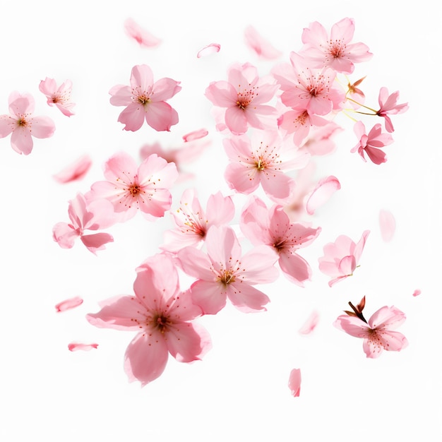 Photo pink flower petals in the air fov transparent background