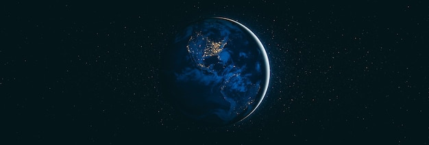 Planet earth globe view from space showing realistic earth surface and world map