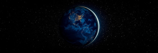 Planet earth globe view from space showing realistic earth surface and world map