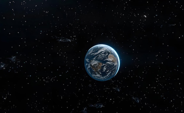 Photo a planet in a space with a blue background and a space background with stars