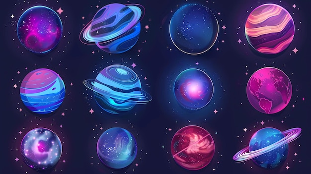 Photo a planet stars cosmic motives on isolated backround vector different styles generative ai