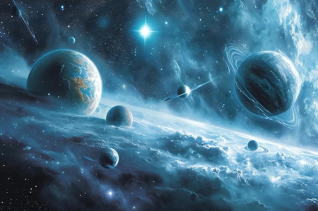 Planets stars and galaxies in outer space showing the beauty of space exploration