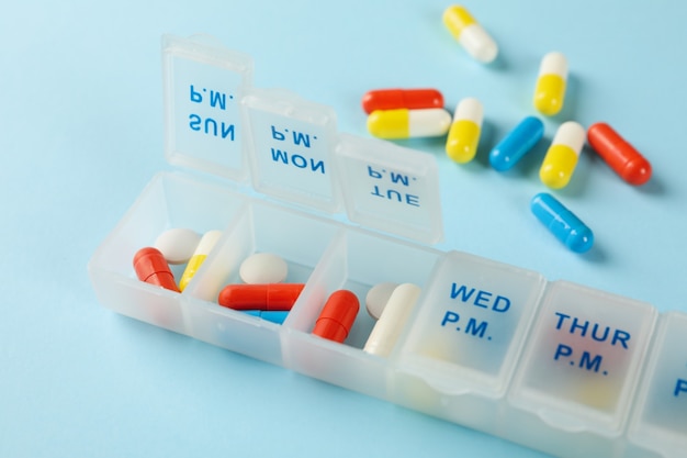 Plastic containers with pills isolated