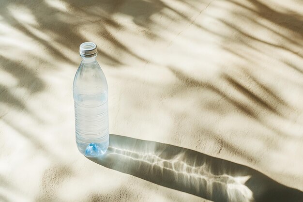 Photo plastic water bottle with clear cap soft shadows